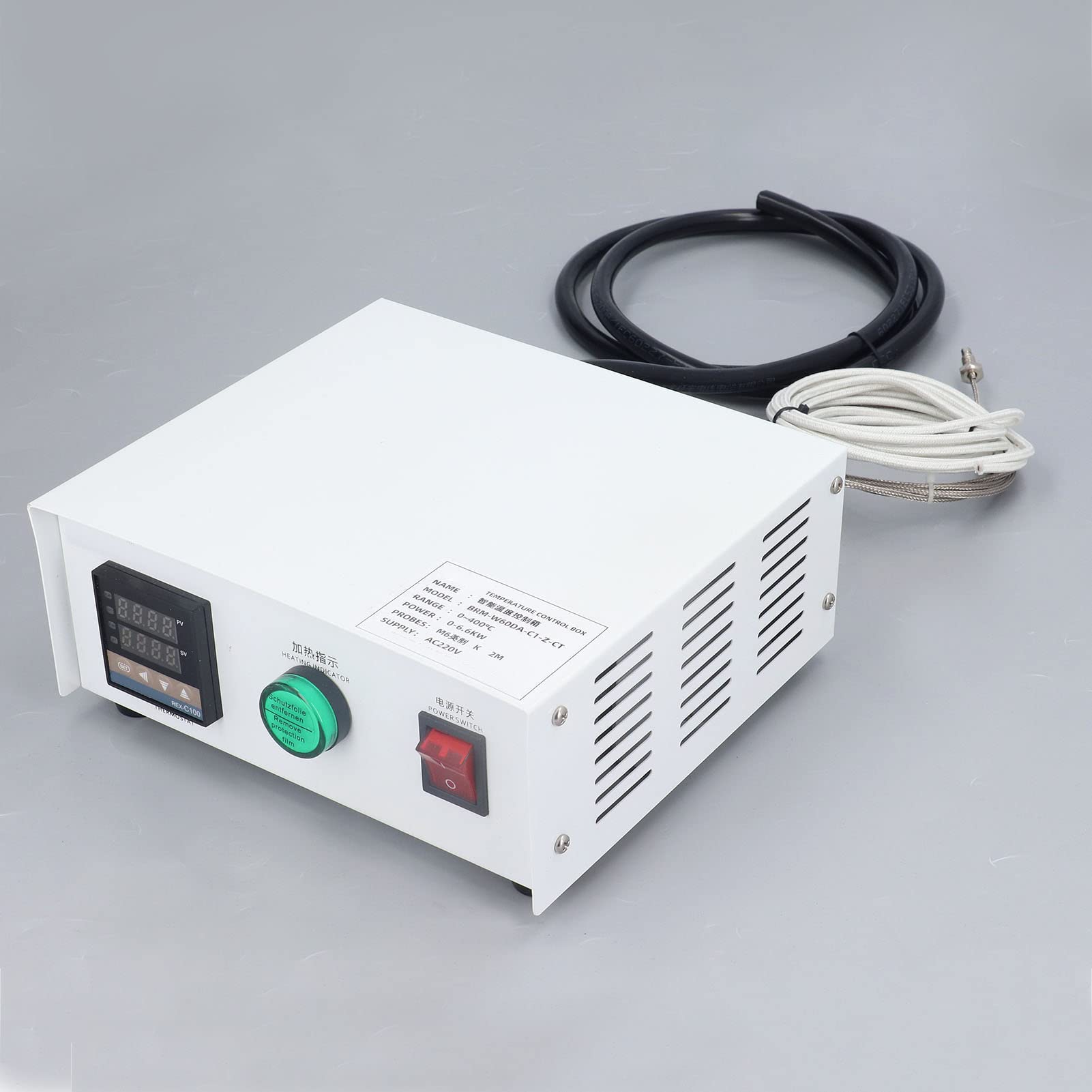 Ejoyous PID-Temperaturregler, Digitaler Edelstahl-Thermostat mit K-Sonde, AC220V SSR-Ausgang, 32 Bis 752 Fahrenheit, für Öfen, Wassertanks, Heizplattformen (#2)