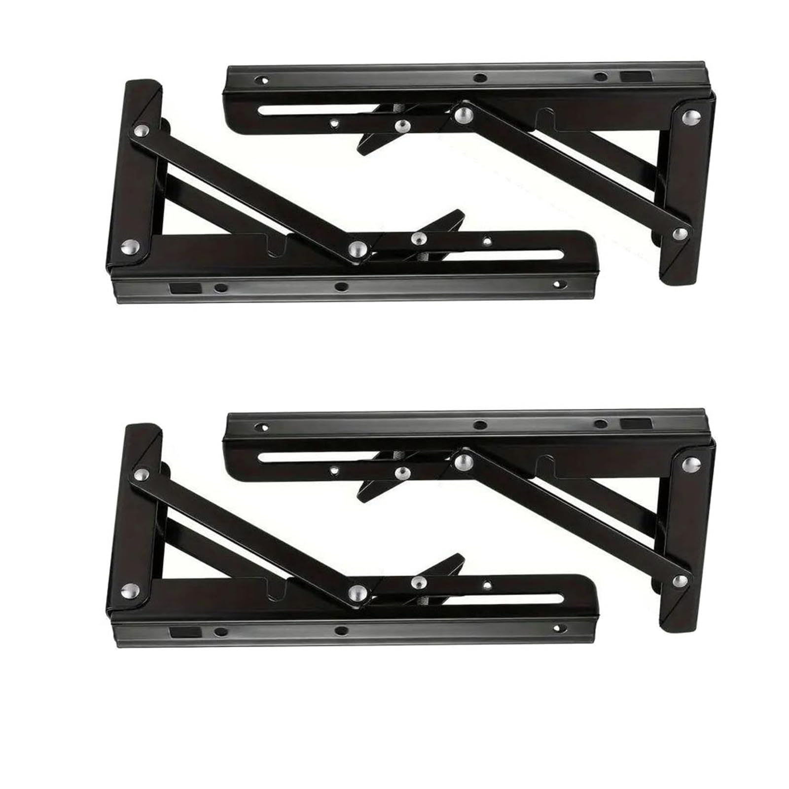 Akdjgfp 4Pcs 10Inch Black Shelf Brackets Folding Shelf Brackets Stainless Steel Wall Mounted Collapsible Furniture Space Saving For Garage Workstation(4Pcs 10Inch Black)