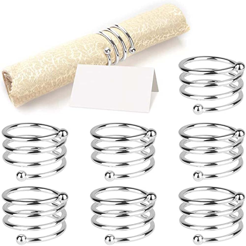 ELECDON 8-Piece Set Napkin Ring Table Setting Suitable for Casual or Formal Occasions Napkin Ring (Silver ring)