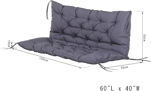 Miniatura 7 de Cojines de columpio para muebles de exterior, cojín de banco exterior impermeable con respaldo, almohadilla de 2/3 plazas para patio, porche, jardín