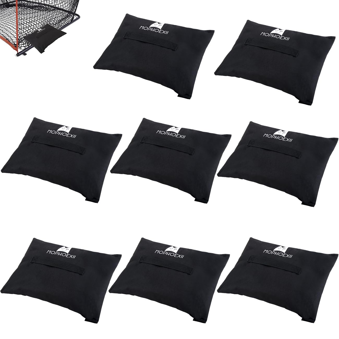 Set di 8 sacchi di sabbia sportivi, pesi per porte da calcio, reti da baseball, reti da golf, reti da calcio, reti da hockey, borse di ancoraggio ponderate, colore nero