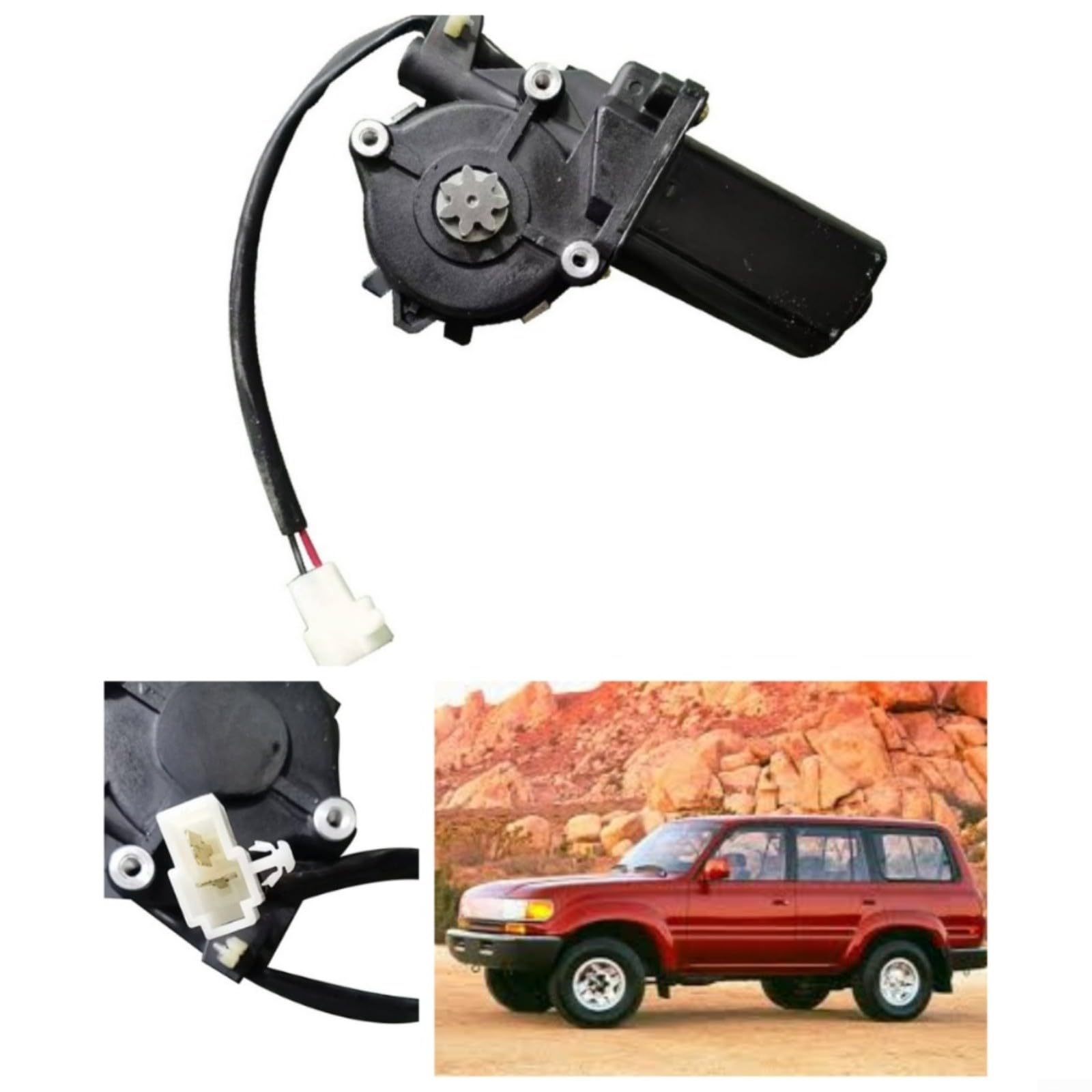 Alzacristallo elettrico Motore di sollevamento per Toyota Land Cruiser LC80 4500 FZJ80 1991-1997, costruzione in ottone plastica, unità nera a montaggio diretto (lato destro)