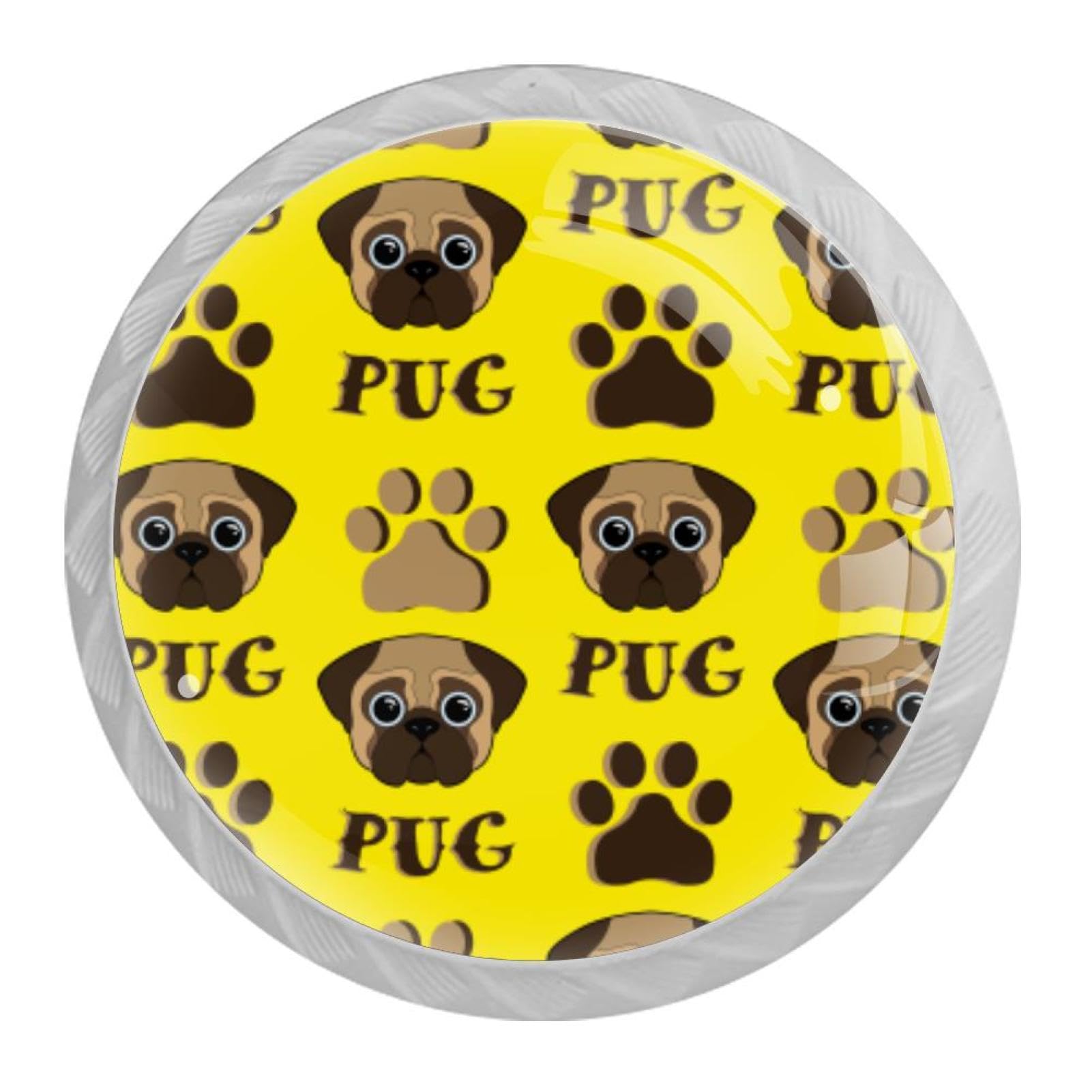 Tqmspg Multi11 4 Pieces Drawer Pulls Pug Puppy And Dog Paws Door Knobs Dresser Handles For Kitchen Wardrobe Cupboard Hardware Furniture
