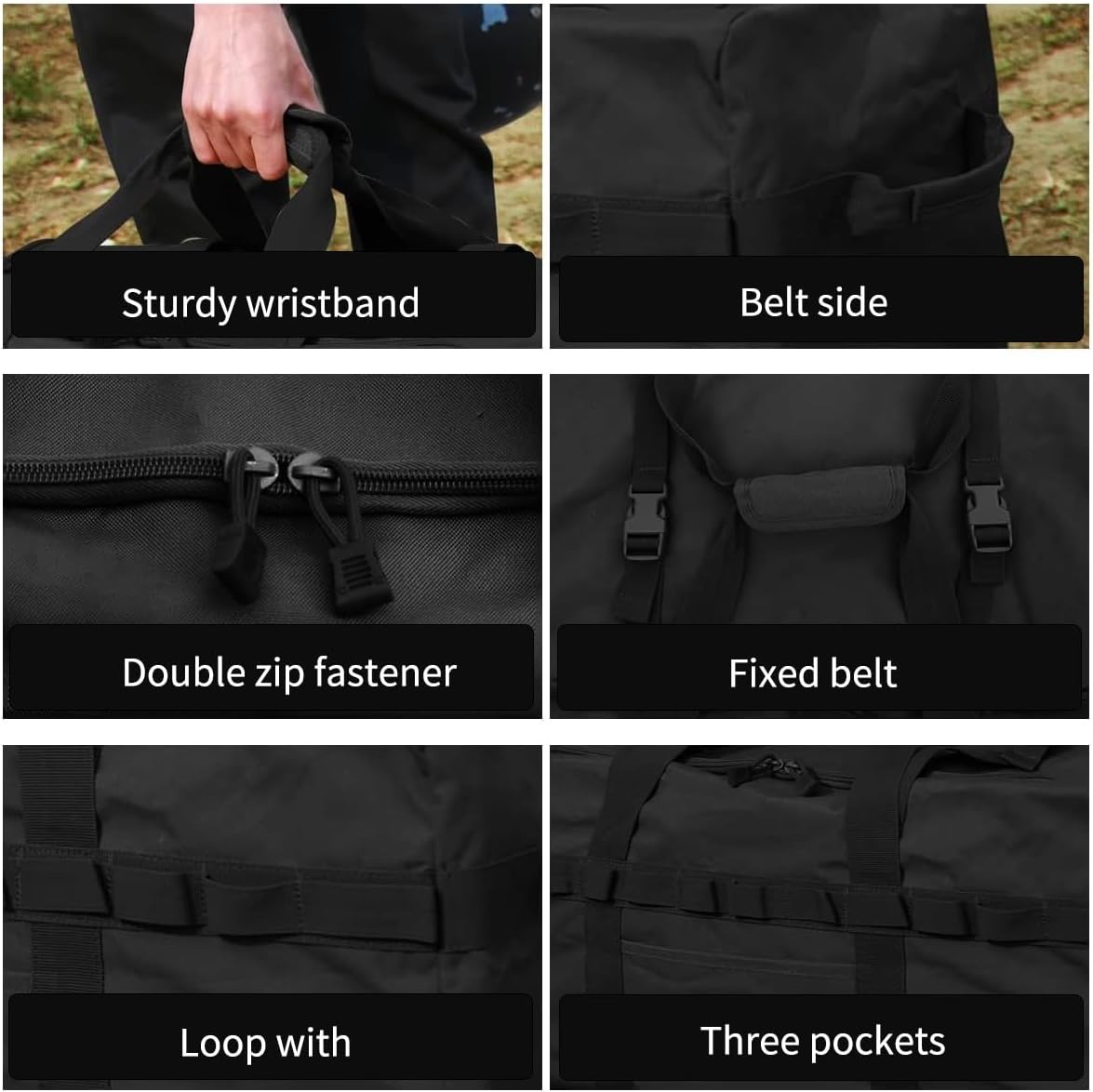 Large Military Duffle Bag Tactical Camping Storage Utility Tote Bag Camping Kitchen Organizer with Deployment Cargo Bag Travel Sports Equipment (Black, Medium 25.59"x13.78"x13.78") - Image 5