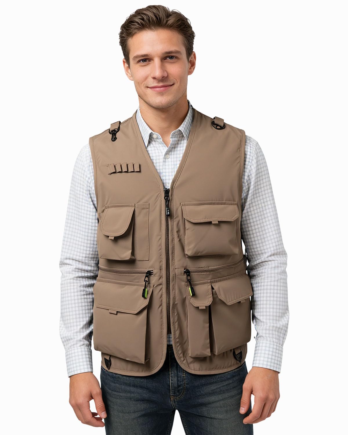 Gilet Outdoor Uomo con Tasche multiple Leggero e Traspirante in Nylon Quick Dry Veste Senza Maniche per Pesca Fotografia Camping