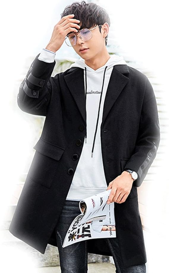 Amazon メンズ ロングコート 秋 冬 暖かい チェスターコート 無地 シンプル ゆったり オーバーコート 前ポケット 韓国風 ファッション コート カジュアル Wu0425 コート ジャケット 通販