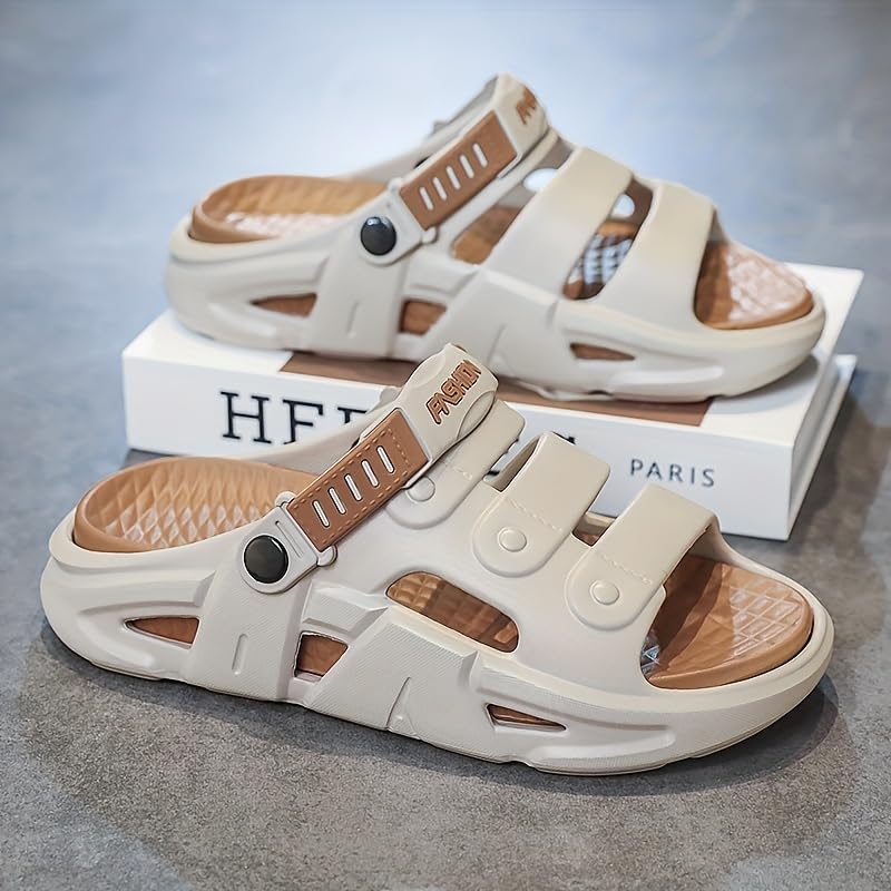 Men'S Summer Casual Sandals Slides - Slip-On Design, Round Toe, Lightweight for Home & Outdoor, Comfy Footwear4