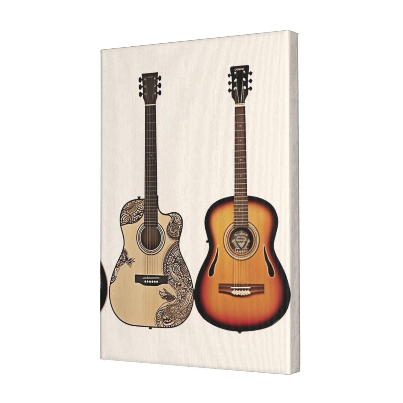 KLOPH Guitar Canvas Wall Art for Living Room 12"x18" Modern Artwork Painting for Bathroom Hanging Canvas Prints Aesthetic Wallart for Bedroom Kitchen Office Wall Decor