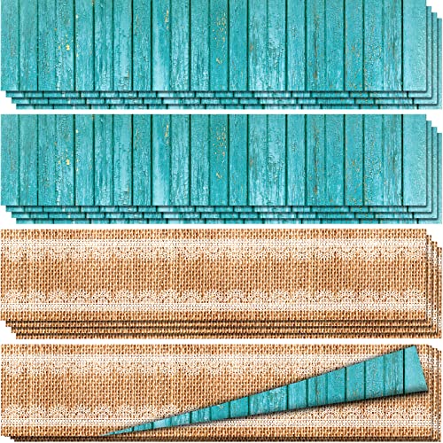 60 Pieces Shabby Double Sided Border Chic Classroom Decor Burlap Border for Bulletin Board Teal Border Bulletin Board Burlap Border Succulent Bulletin Board Border for Classroom Decor