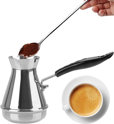 Wonzone kfh - Olla de café herramientas de cocina acero inoxidable para derretir mantequilla utensilios de cafetería mango largo olla moka europea
