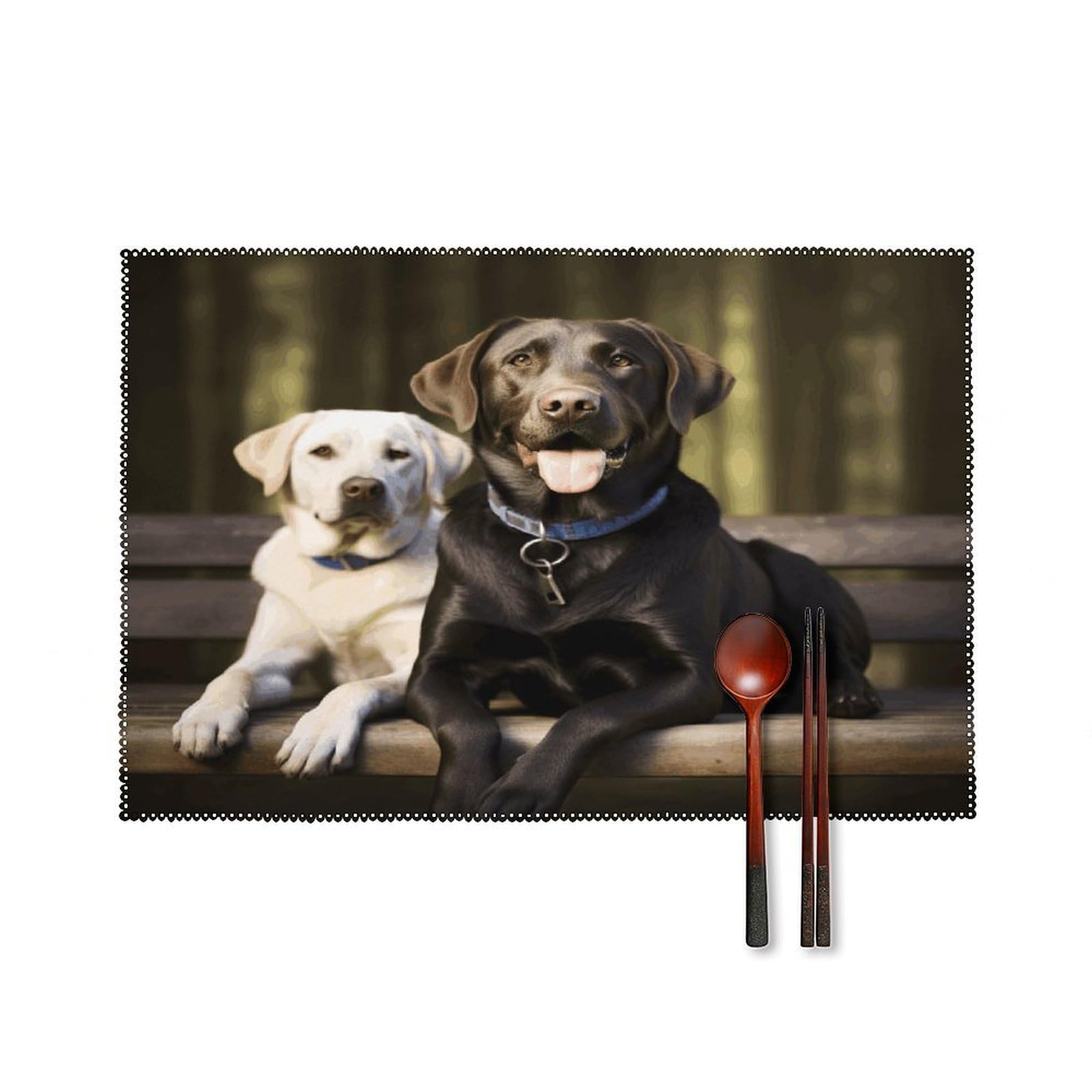Labrador Placemats Washable Canvas Place Mats Decoration Placemat for Dining Table Easy to Clean Tables Mat Set of 6 for Kitchen Dining Room Coffee Table
