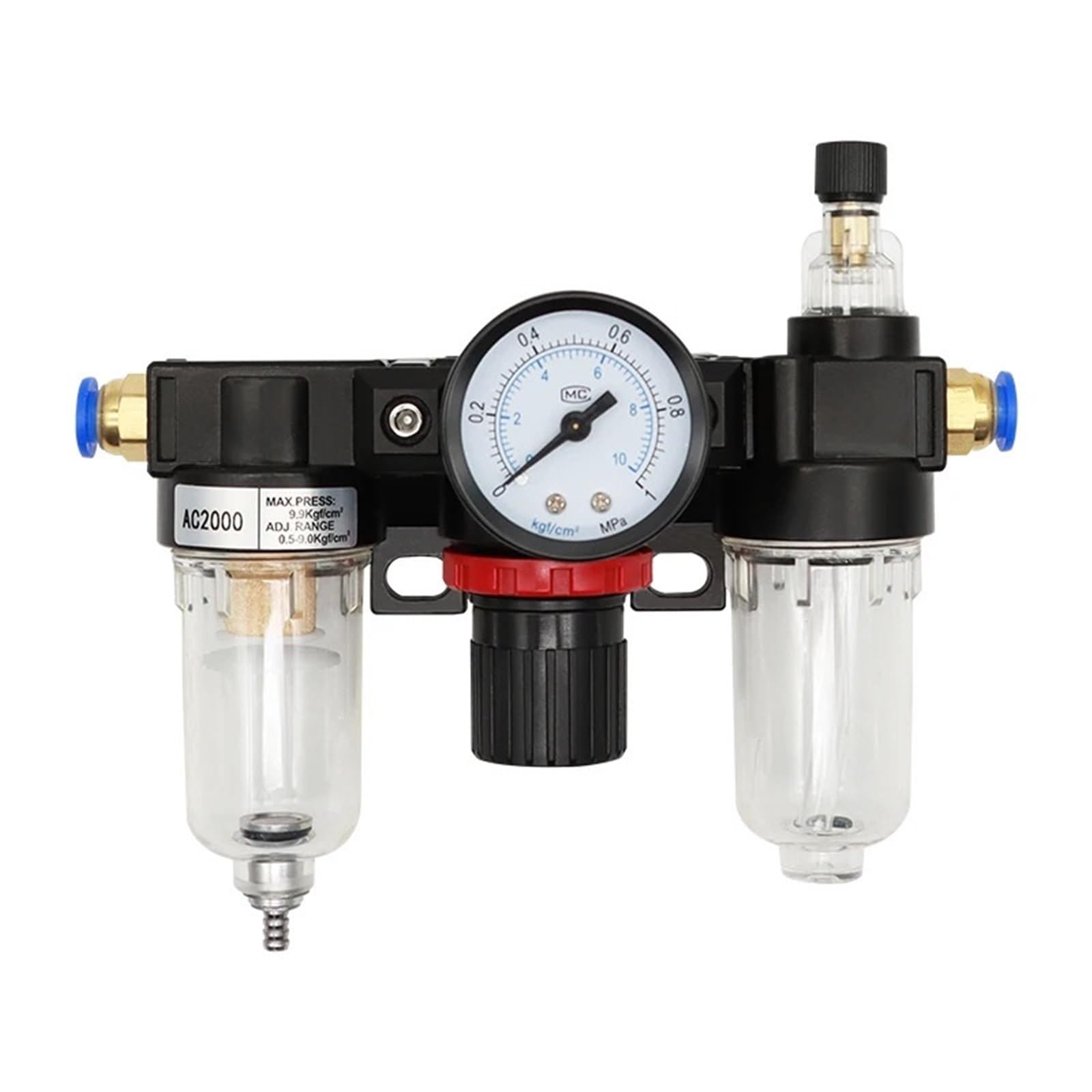 Jwvialel Ac-Smpm20 Ac2000-02 1/4Inch Pressure Regulator Gauge Air Compressor Filter Oil Separator 1Pcs(Ac-Smpm20)