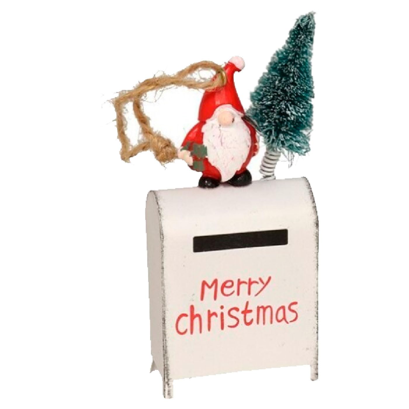Tradineur - Pack de 2 Colgantes navideños de Papá Noel en Buzón - Fabricado en Metal y Resina - Decoración para Temporada navideña - 10 x 6 x 2,5 cm - Modelo Surtido