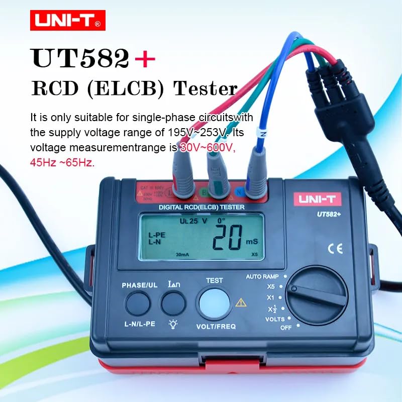 UNI-T UT582+ connected with three-terminal test leads