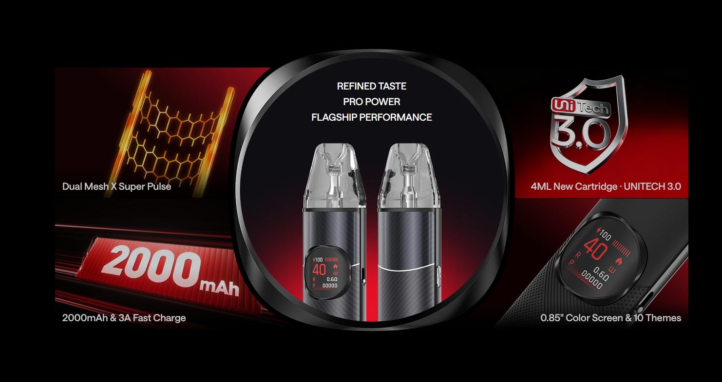 OXVA NeXLIM 2 Kit Pod 40W – Batterie 2000mAh | Double Maille Dual Mesh UniTech 3.0 | Pod 2ml 30 Recharges | Ce produit ne contient pas de sticks, de cartouches préremplies ou de recharges
