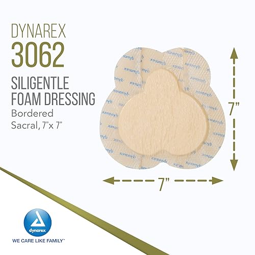 Miniatura 2 de Dynarex SiliGentle - Apósitos de espuma, cuidado avanzado de heridas, impermeables y absorbentes, 7 x 7 pulgadas con capa de silicona, 1 caja de 5