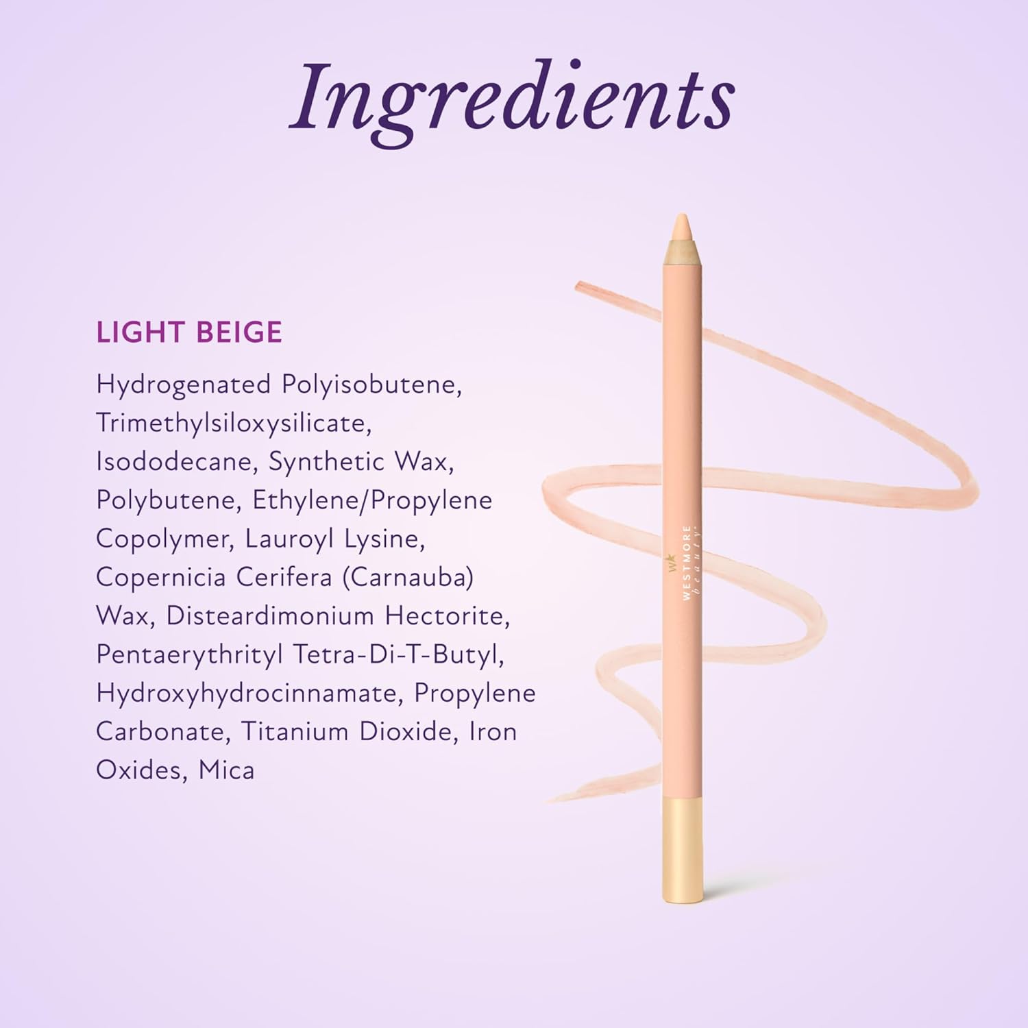 Westmore Beauty Lasting Effects Soft Glide Eyeliner – Waterproof & Smudge-Proof Precision Eyeliner Pencil – Long-Lasting Gel Formula for Easy Sharpening – Light Beige, 0.042 oz