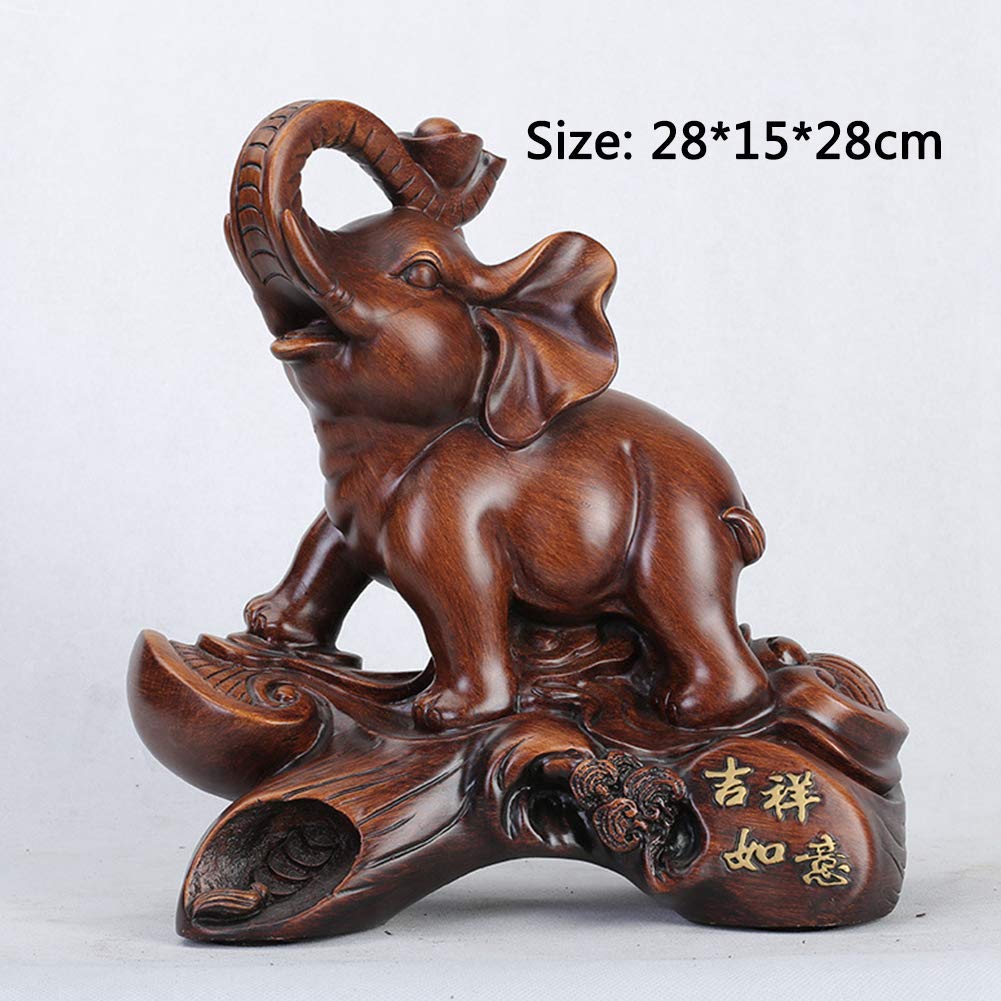 Ornamenti Feng Shui Statue e Figurine di Elefanti, Decorazione di sculture Portafortuna di ricchezza, Ufficio Aperto inaugurazione della casa Soggiorno Ornamenti Regalo, Marrone