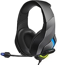 Gaming Headset with Microphone for PS5, PS4 Headset with Mic, Xbox One Headset, Gaming Headphones with mic, Wired Headsets for PC Laptop with Stereo Surround Sound & LED Light