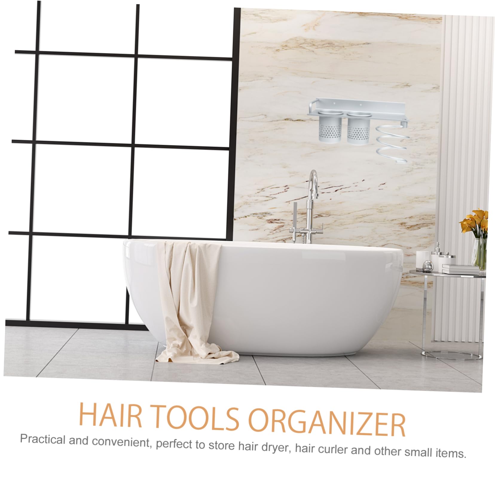 MAGICLULU Badezimmer Haartrockner Halterung Wandmontage Selbstklebend Silber Doppel Ablage Haartrocknerhalter Organizer für Haarstyling Geräte Badezimmer Aufbewahrung