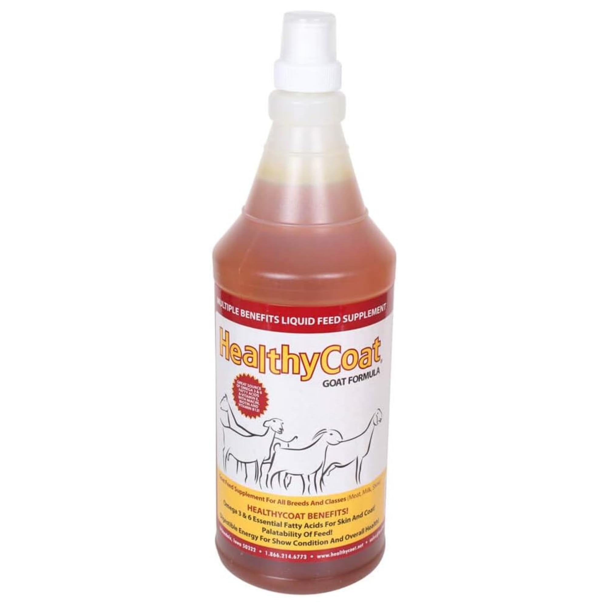 HealthyCoat Goat Formula: Quart. Skin, Coat, Body Condition, Allergies, Immune System, Milk Production.