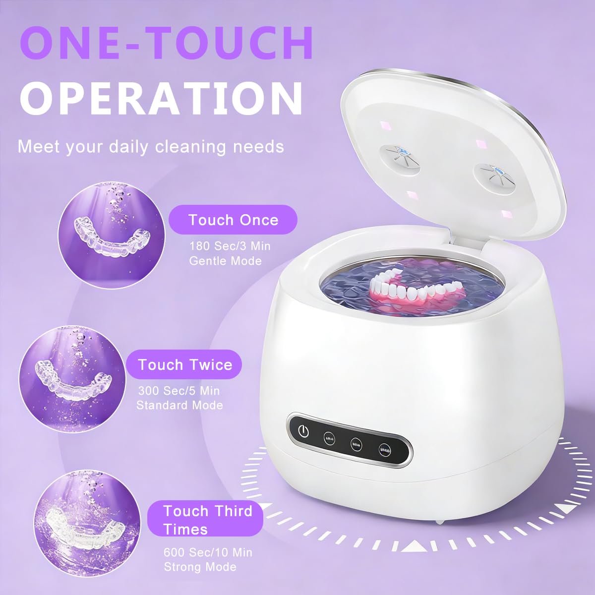 HANNEA Aligner Cleaner Ultrasonic Cleaning Machine 45kHz UVC UVA 3 Modes 3
