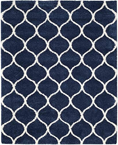 Image of Shaggy Carpet for Living Room Bedroom 2X6 FEET Fluffy Plush Area Rug, Thick Fur Floor Carpet Modern Cozy Rug for Home Decor, Kids Room Bedside Hall, Durable Comfortable Shaggy Rug (Blue Ivory)
