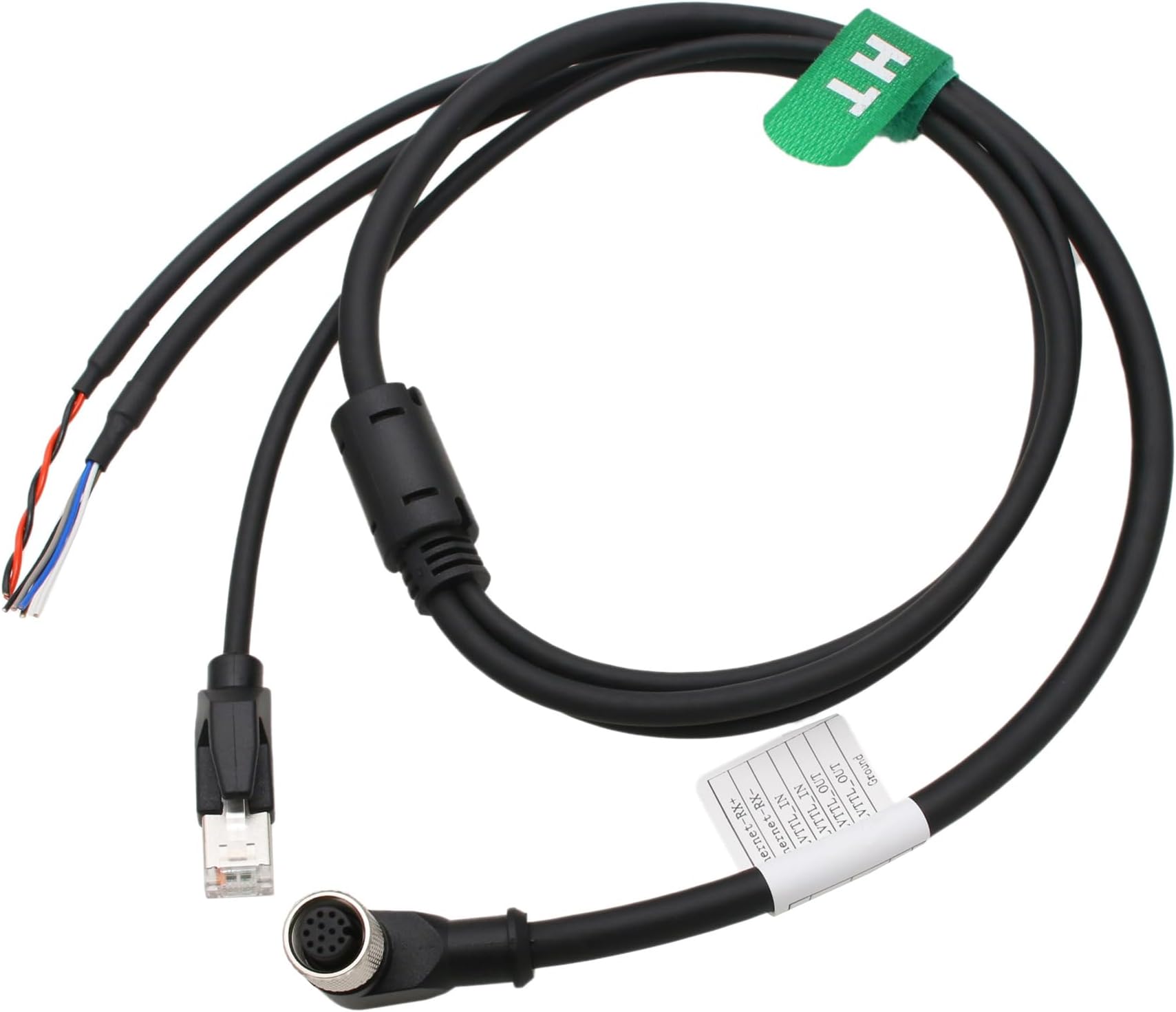 M12 12-pin Power Network Ethernet Data Cable for DJI Livox Mid-360 LiDAR Sensor to Computer Debug, Right Angle to RJ45 Flying Leads, 1m