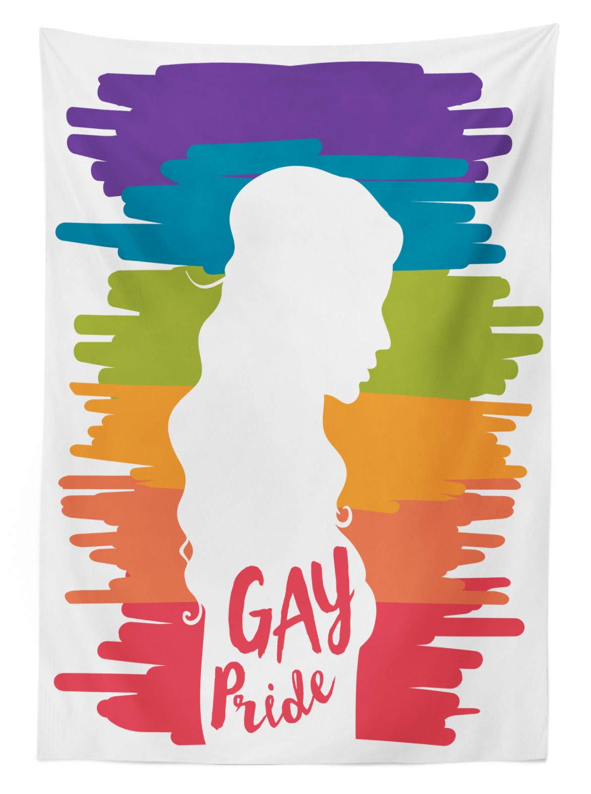 ABAKUHAUS L'Amore Vince Tovaglia, Gay Pride Ragazza Silhouette, Rettangolare per Sala da Pranzo e Cucina, 140 cm x 170 cm, Multicolore