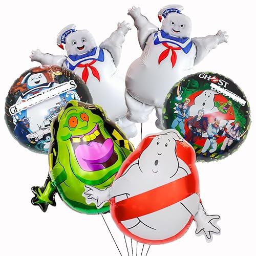 Ghost Party theme Foil Balloons Ghost Double-Sided Aluminum Film Balloons Ghost Movie Video Game Party Decorations for Kids Adults -6PCS