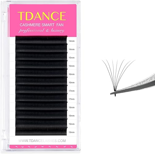 TDANCE Cashmere Easy Fan Lash Extensions 0.05mm CC Curl 14-19mm Self Fanning Volume Lash Extensions Matte Black Mega Volume Lash Extensions (0.05-CC,14-19mm)