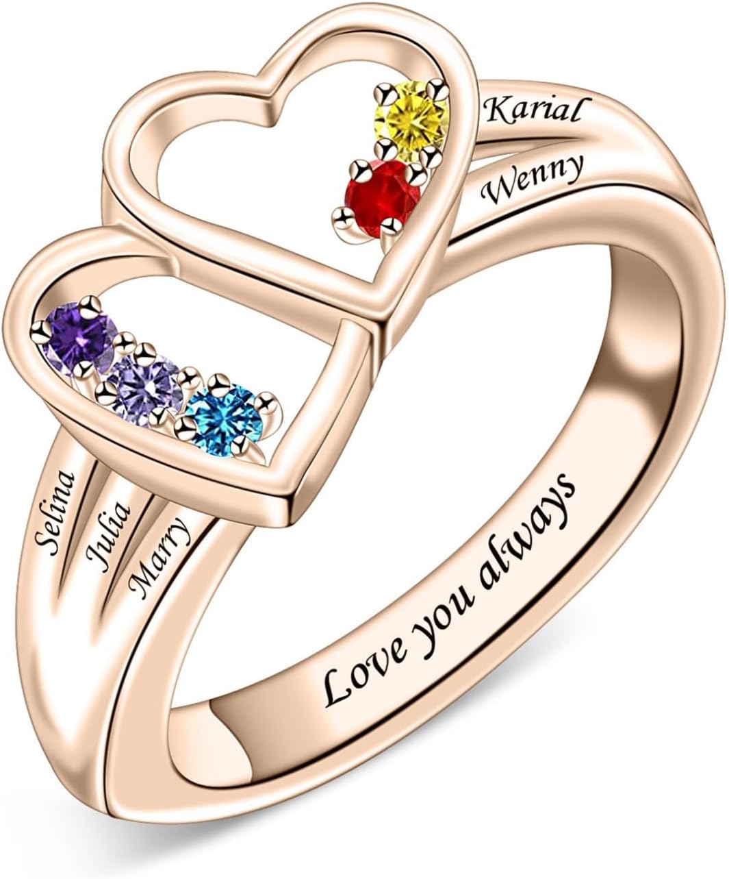 BAUMA AUTO 925 Sterling Silver Mothers Ring with 2-8 Birthstones Personalized Birthstone Rings for Women Mother's Day Birthday Anniversary Christmas Gift for Grandma Mom Wife