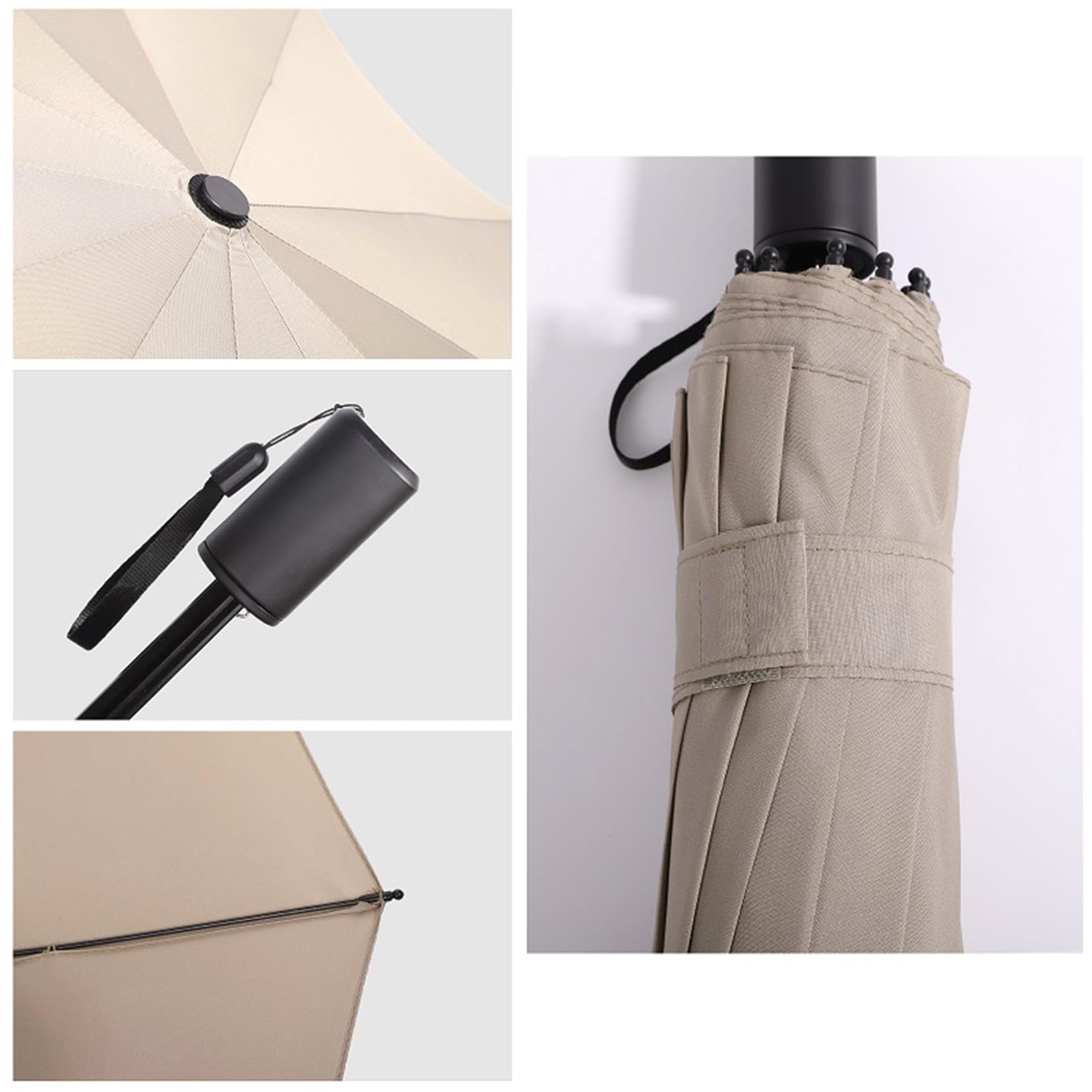Le parapluie de voyage le plus fort à vent, 12 côtes côtes petites et légères portables et automatiques compactes de pluie pliante compacte, poignée premium durable