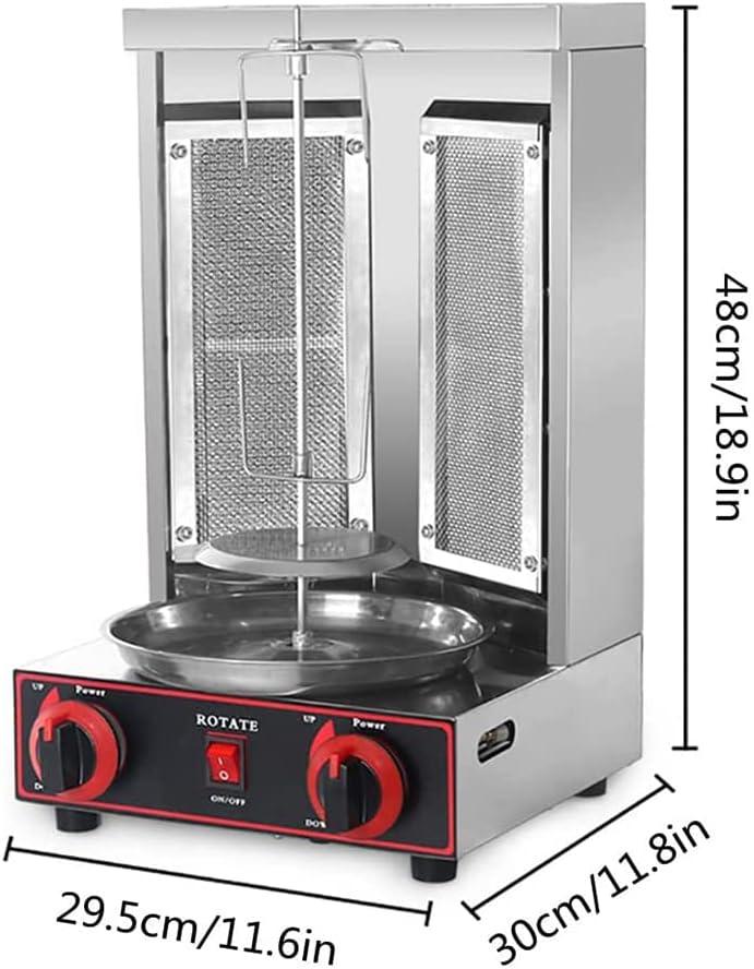 Automatic Rotating Commercial Shawarma Grill, Dual Control Vertical Broiler Gyro Machine for Commercial Home Kitchen