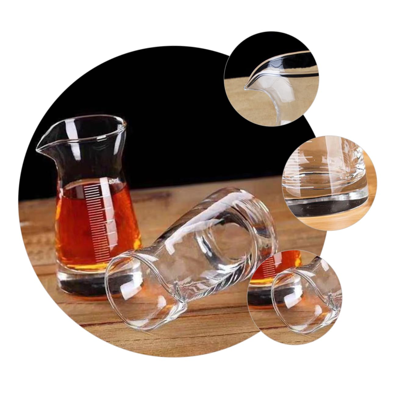 PRETYZOOM 6 Pezzi da 80 Ml di Bicchieri in per Miscelazione con Segni di Misurazione Accessorio da Bar per Birra Vodka Whisky