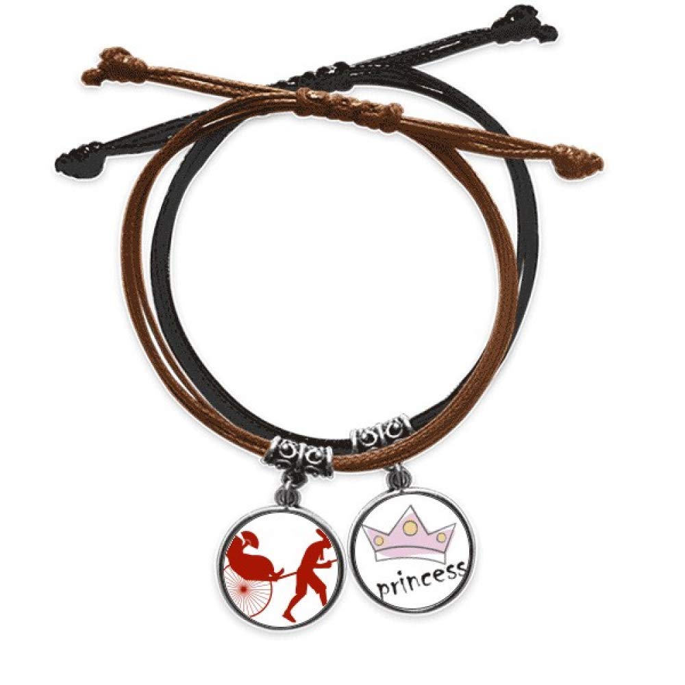 Pulsera de cuerda de cuero con silueta de jinrikisha tradicional 5