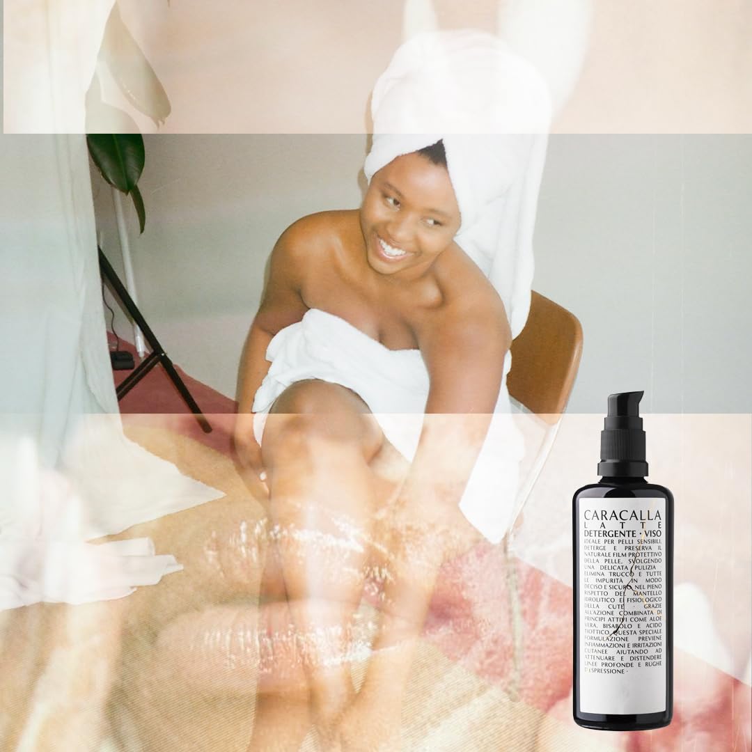 CARACALLA Luxury Edition – Leche limpiadora facial – Piel delicada y sensible – Aloe Vera, vitamina E y F, caléndula – Caléndula – Caléndula – Caléndula – Hidratante, Nutritiva – Fabricado en Italia