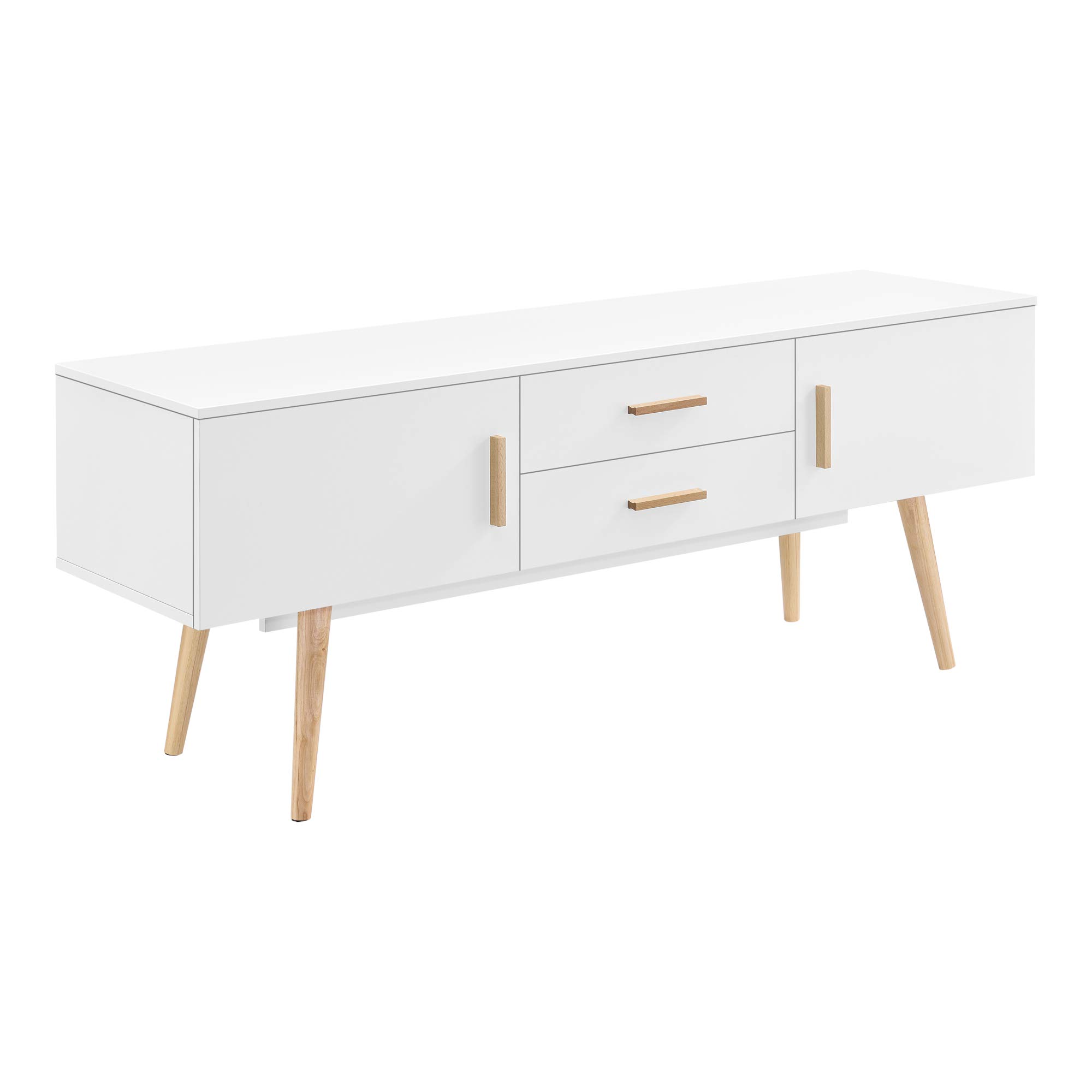 TV Stand Multimedia 2 Drawers White 140x40x56 CM - Dettaglio