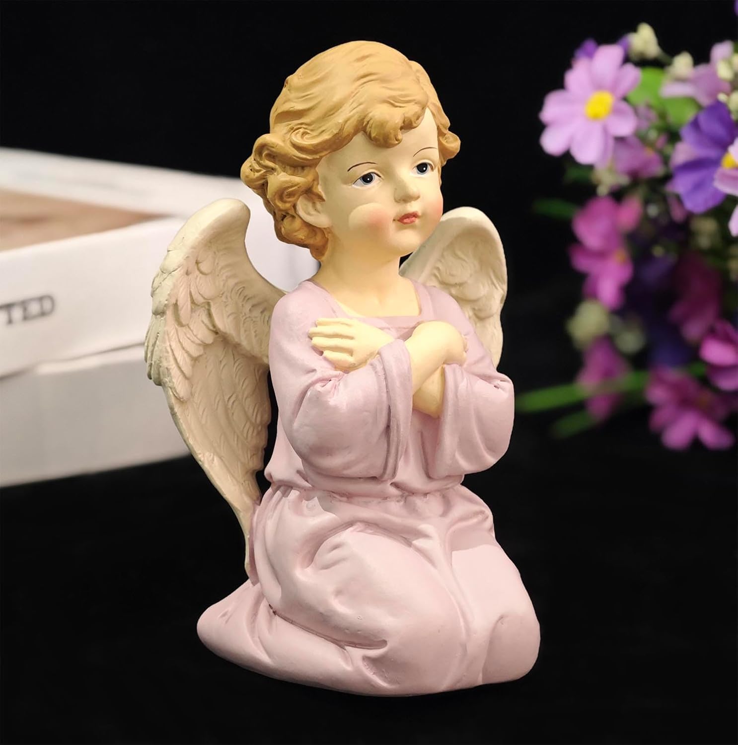 Angel Figurine Resin Statue - Kneeling Angel with Folded Arms 5.32" Spiritual Religious Figurine for Sympathy, Memorial & Comfort Gifts, Guardian Angel Ornament for Home Shelf Decor - Image 2
