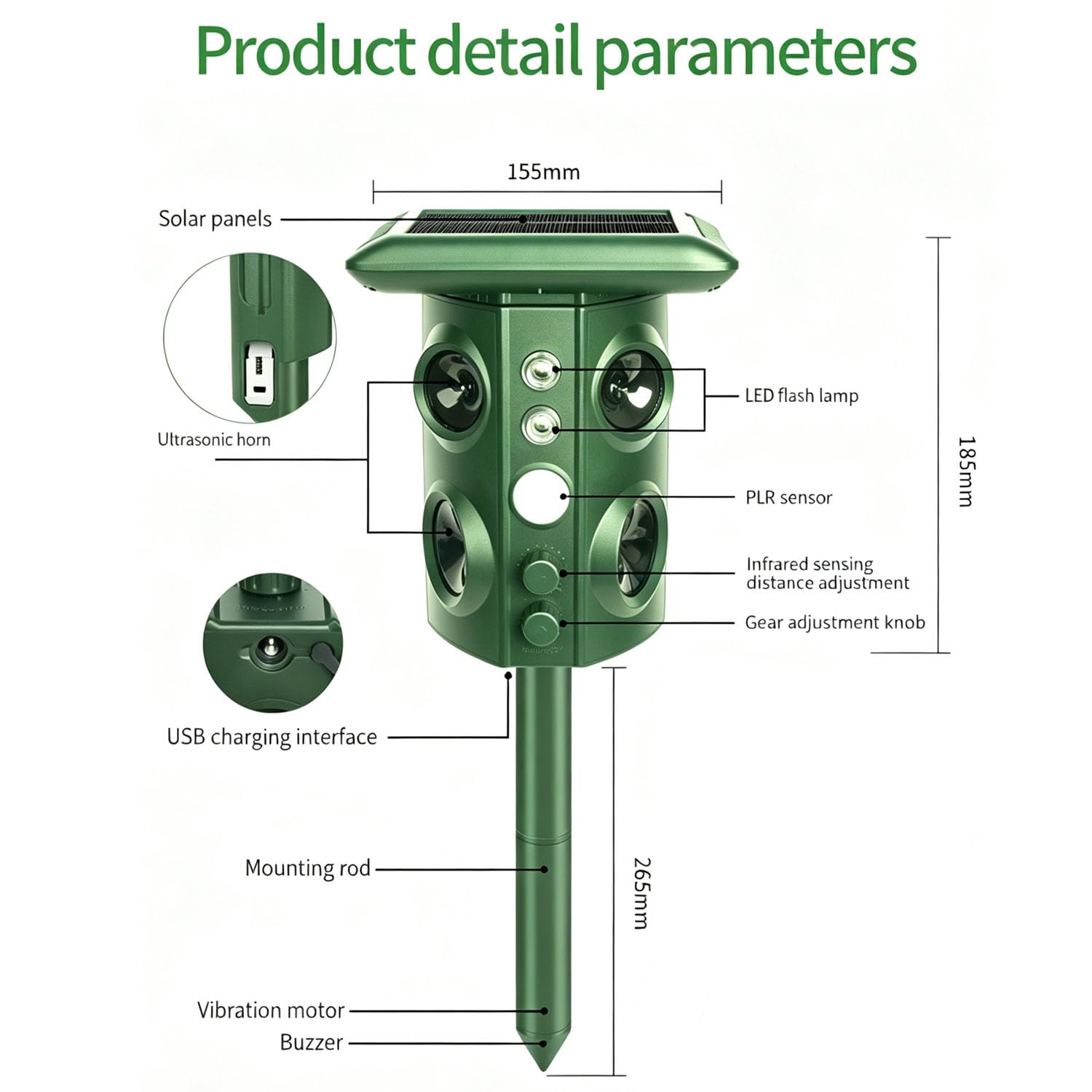 Répulsif Chat Extérieur Ultrason Solaire répulsif pour Chats de Jardin