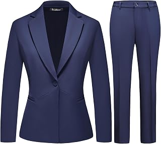TRONSTORE Women's Slim Fit Professional Business Pantsuit 2 Piece Set for Work Office Interviews XS-3XL