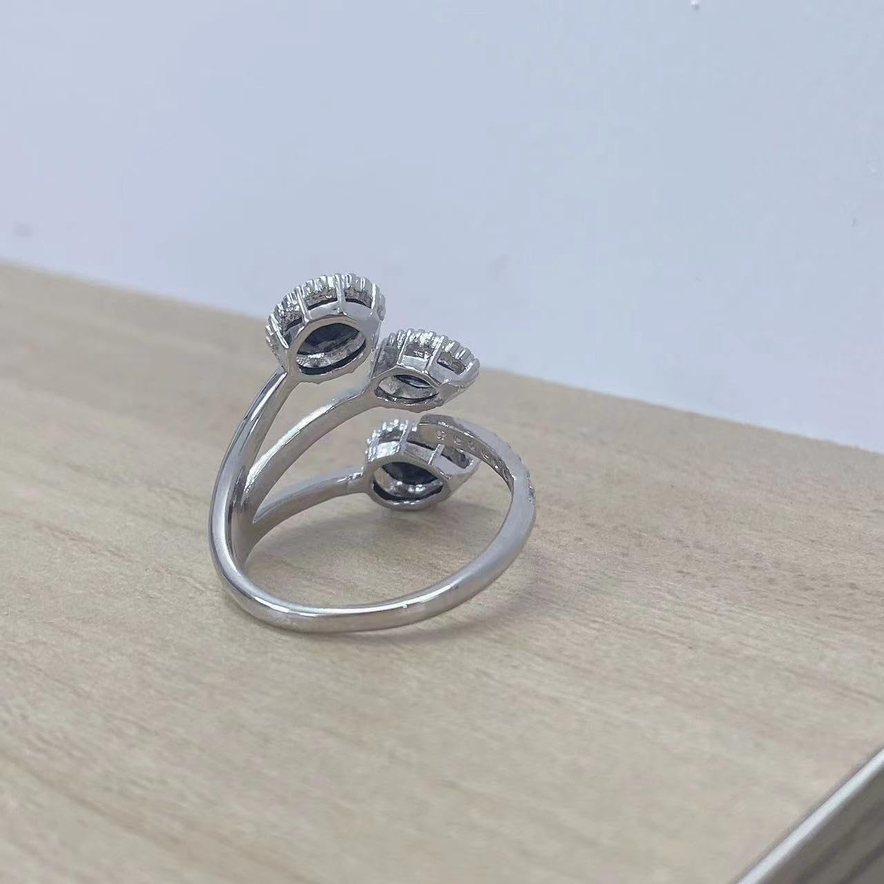 Kokoma Shiny Diamond Teardrop Open Statement Ring for Women Girls Rhinestone CZ Crystal Leaf Climber Wrap Finger Band Engagement Promise Rings Bands Fashion Jewelry Gifts for Mother's Day