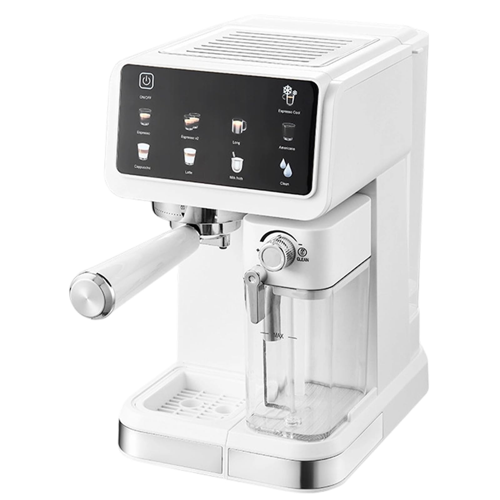 Xjymposium 1350w Coffee Maker, With Grinder And Milk Frother, 1.5l Water Tank, 6 Preset Modes For Cappuccino Latte, Easy For Latte And Cappuccino White