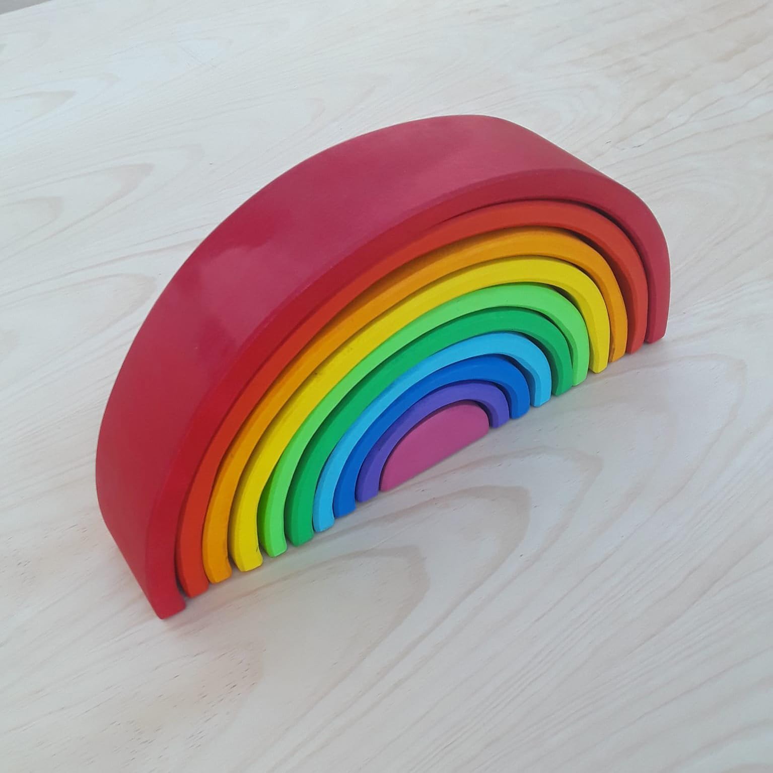arcoiris waldorf madera, arcos apilables color arcoirís (10 piezas color)