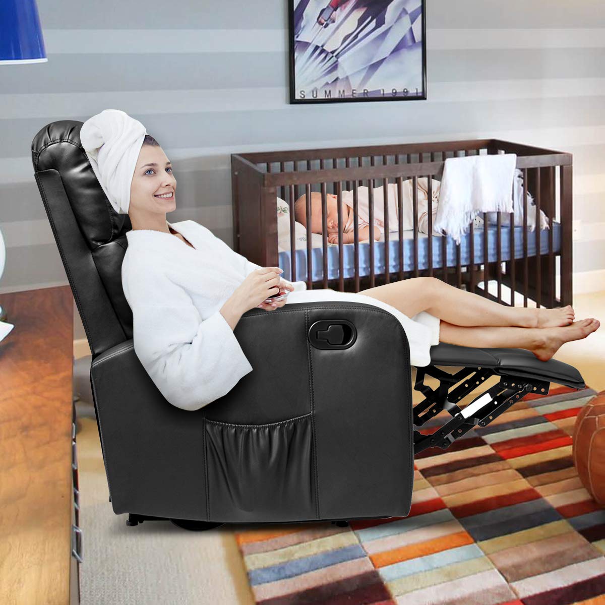 Giantex Massage Recliner Chair w/Remote Control, 5 Vibration Modes