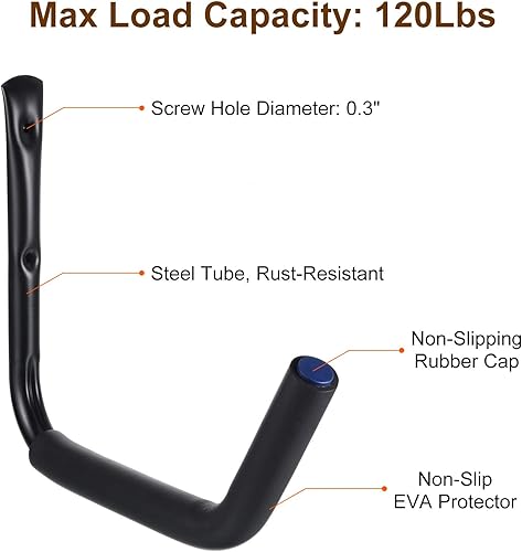 Miniatura 3 de PATIKIL Estantes de almacenamiento para kayak, gancho para kayak de 15 pulgadas, soporte de pared, paquete de 4 ganchos de almacenamiento de garaje