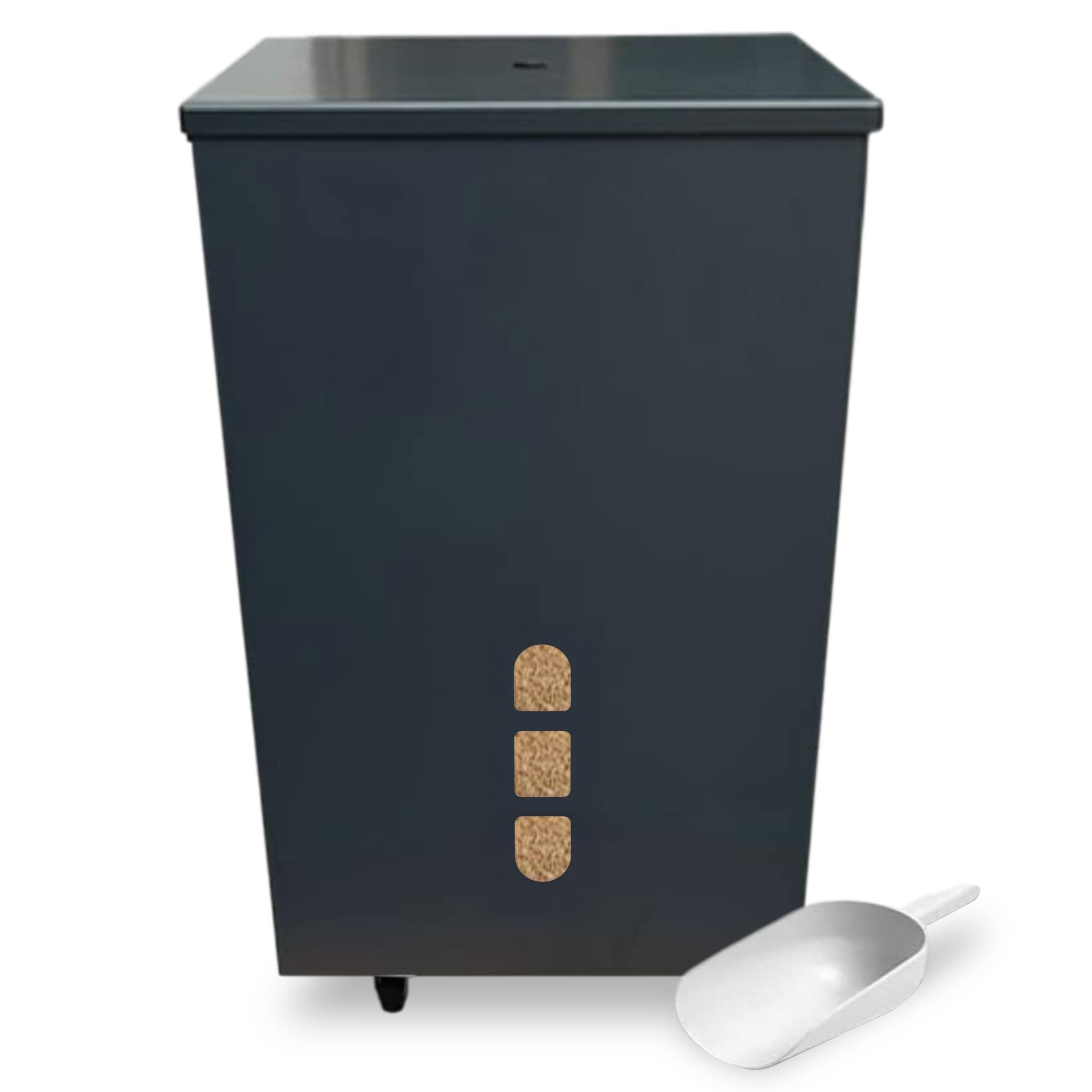 FLOMAR - Porta Pellet da Interno con Ruote - Contenitore in Metallo Verniciato a Fuoco Grigio