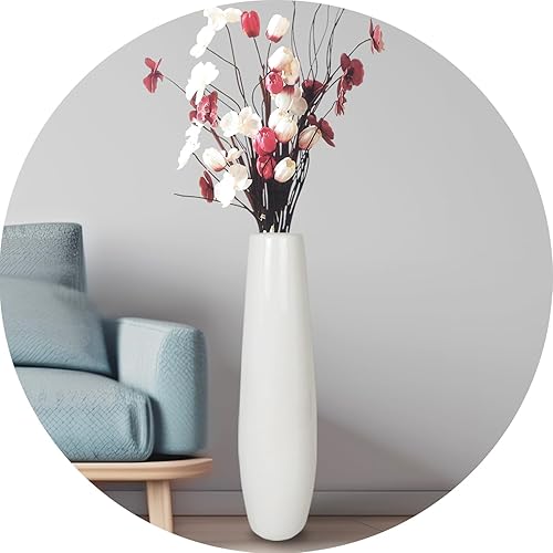 Miniatura 1 de TDIAVH Jarrón de cerámica blanco de 28 pulgadas de alto, soporte para flores, jarrones grandes decorativos para centros de mesa, estantes,