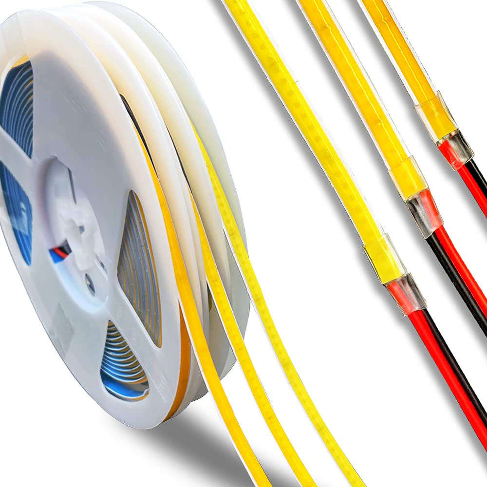 weisuansz DC 12V/24V 5MM Superfine PCB 50W Premium High Brightness COB LED Strip Flexible 400LEDs/m CRI 90+ UHB Warm Natural White Light 5 Meters (Natural Light 4000K, DC 24V)
