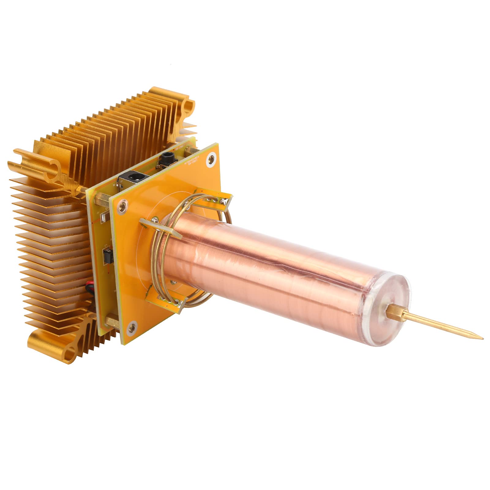 Physik-Experimentierkasten mit Messingspulen, Lichteffekten und CPU-Kühlerbasis für wissenschaftliche Vorführungen und Bastelprojekte; goldfarbenes Leistungsmodul mit abneh